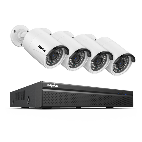 Zertifiziert überholt 4K 8 Kanal POE Überwachungskamera Set, Audioaufnahme, Personenerkennung, Plug und Play, Fernzugriff, IP66 Wasserdicht (4x3MP POE Kamera und 4K 8CH NVR)