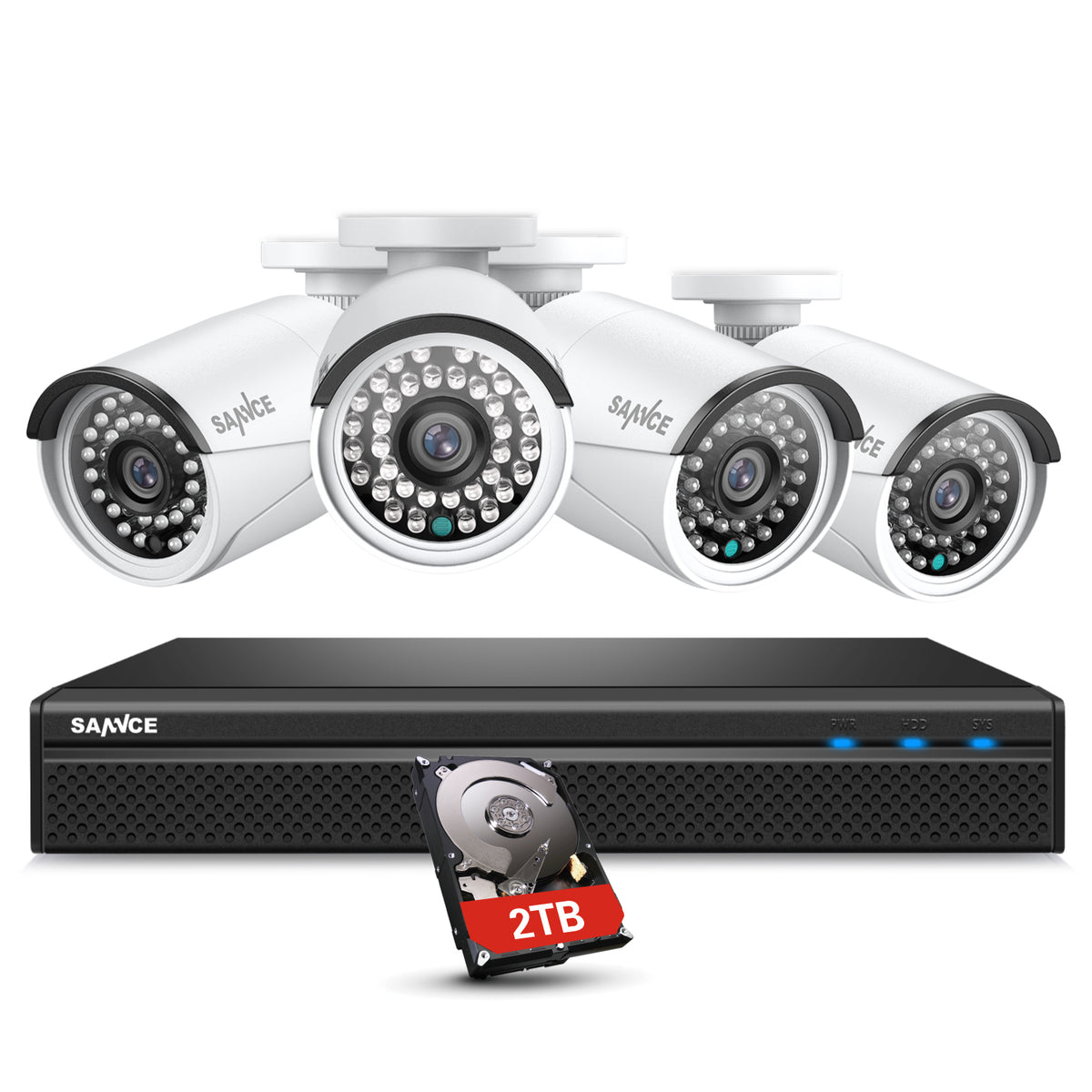 Drahtloses 1080p Full PoE HD-IP-Kamerasystem, 8-Channel NVR 4 2MP teiligen Überwachungskameras w/ Ton, Work with Alexa