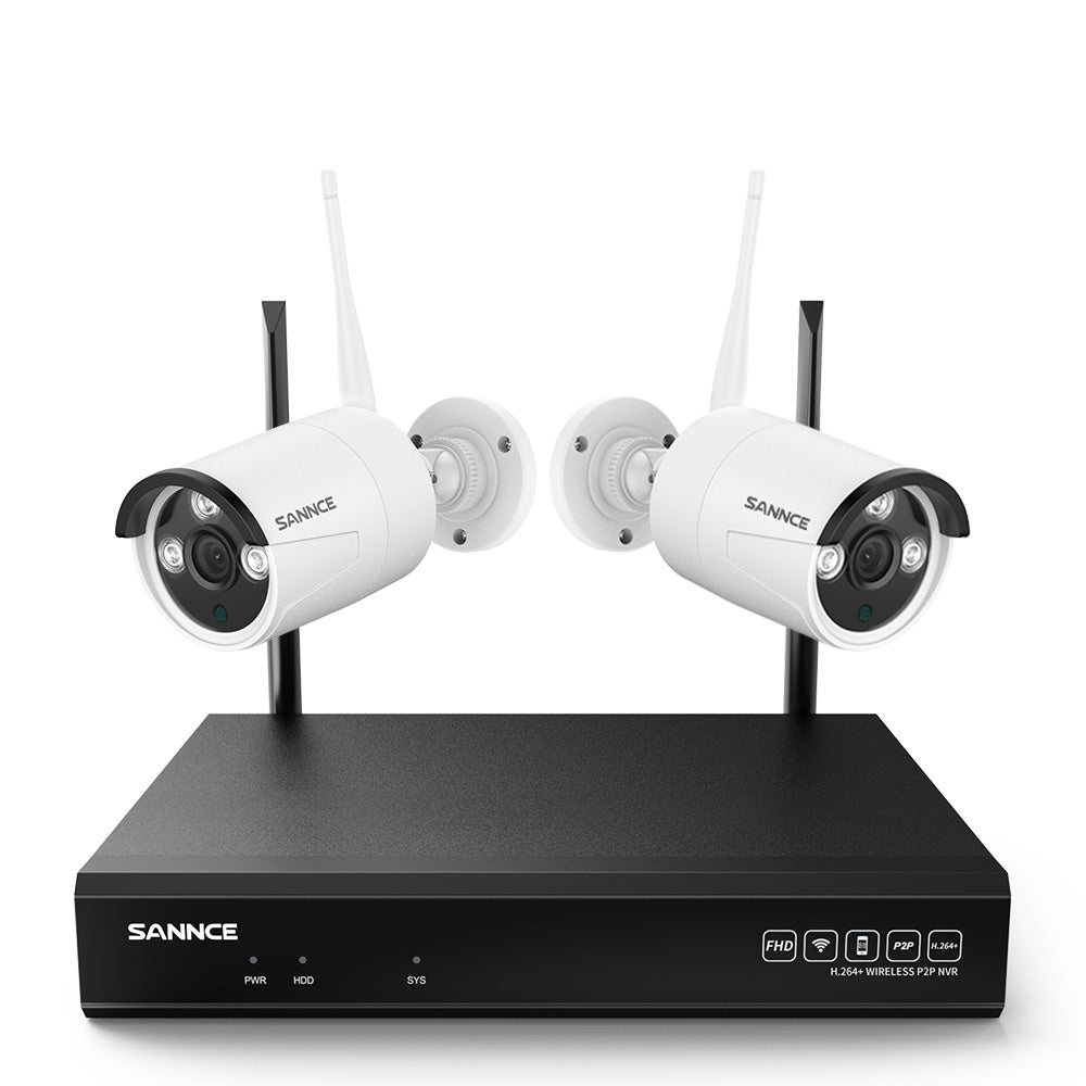 WLAN 3MP 10CH Überwachungskamera Set für Außen, Audioaufnahme, IP66 Wasserdicht, KI-Personenerkennung, Alexa Unterstützung (2x3MP IP Bullet-Kamera und 8MP 10CH NVR)