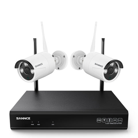 WLAN 3MP 10CH Überwachungskamera Set für Außen, Audioaufnahme, IP66 Wasserdicht, KI-Personenerkennung, Alexa Unterstützung (2x3MP IP Bullet-Kamera und 8MP 10CH NVR)