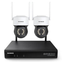 5MP 10CH Funk PTZ Überwachungskamera Set, 350°/90° PTZ Schwenkbar, Nachtsicht in Farbe, Kabellose Repeater-Funktion, Bewegungserkennung, Kompatibel mit Alexa (2x5MP PTZ IP Kamera und 8MP 10CH NVR)