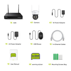 5MP 10CH Funk PTZ Überwachungskamera Set, 350°/90° PTZ Schwenkbar, Nachtsicht in Farbe, Kabellose Repeater-Funktion, Bewegungserkennung, Kompatibel mit Alexa (8x5MP PTZ IP Kamera und 8MP 10CH NVR)