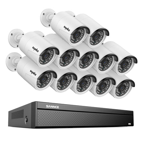 16CH 5MP PoE Überwachungskamera Set, H.265+ Kompression, Onvif unterstützt, Personen-/Fahrzeugerkennung, Sofortige Benachrichtigung, IP66 Wasserdicht (5MP IP Kameras und 4K 16CH NVR)