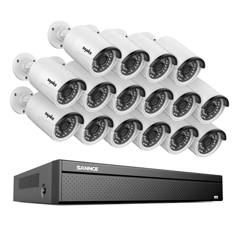 16CH 5MP PoE Überwachungskamera Set, H.265+ Kompression, Onvif unterstützt, Personen-/Fahrzeugerkennung, Sofortige Benachrichtigung, IP66 Wasserdicht (5MP IP Kameras und 4K 16CH NVR)