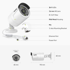 4K 8-Kanal POE Überwachungskamera Set, Intelligente Personen-/Fahrzeugerkennung, Sofortige Alarmierung, 2-Wege-Audio, Fernzugriff, Onvif Unterstützt, IP66 Wasserdicht (2x8MP POE Kamera und 8MP 8CH NVR)