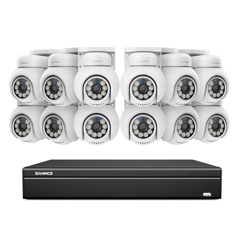 4K 16CH POE PTZ Überwachungskamera Set, 8MP Ultra-HD (3840×2160), Fernzugriff,  350°/90° PTZ Schwenkbar, Intelligente Personen-/Fahrzeugerkennung, IP66 Wasserdicht (8x8MP IP PTZ Kamera und 16CH NVR)