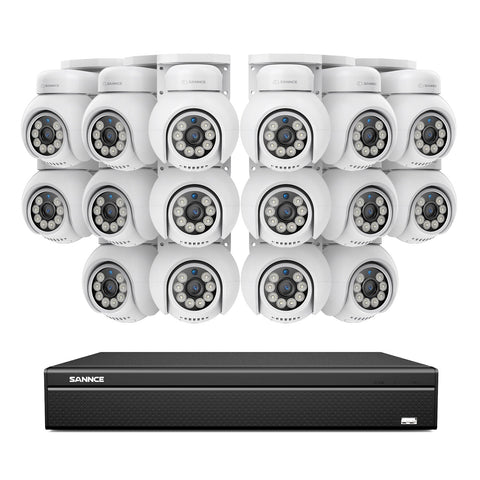 4K 16CH POE PTZ Überwachungskamera Set, 8MP Ultra-HD (3840×2160), Fernzugriff,  350°/90° PTZ Schwenkbar, Intelligente Personen-/Fahrzeugerkennung, IP66 Wasserdicht (8x8MP IP PTZ Kamera und 16CH NVR)