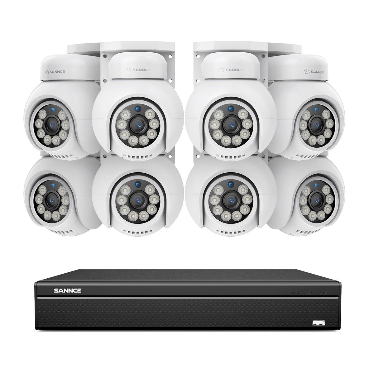 4K 16CH POE PTZ Überwachungskamera Set, 8MP Ultra-HD (3840×2160), Fernzugriff,  350°/90° PTZ Schwenkbar, Intelligente Personen-/Fahrzeugerkennung, IP66 Wasserdicht (8x8MP IP PTZ Kamera und 16CH NVR)