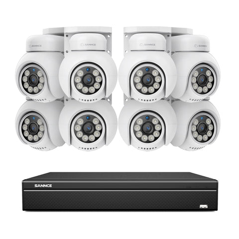 4K 16CH POE PTZ Überwachungskamera Set, 8MP Ultra-HD (3840×2160), Fernzugriff,  350°/90° PTZ Schwenkbar, Intelligente Personen-/Fahrzeugerkennung, IP66 Wasserdicht (8x8MP IP PTZ Kamera und 16CH NVR)