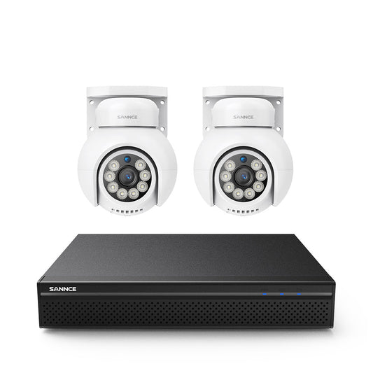 4K 8-Kanal PTZ POE Überwachungskamera Set, Nachtsicht in Farbe, Intelligente Personen-/Fahrzeugerkennung, 2-Wege-Audio, Onvif Unterstützt, IP66 Wasserdicht (2x8MP PTZ POE Kamera und 8MP 8CH NVR)