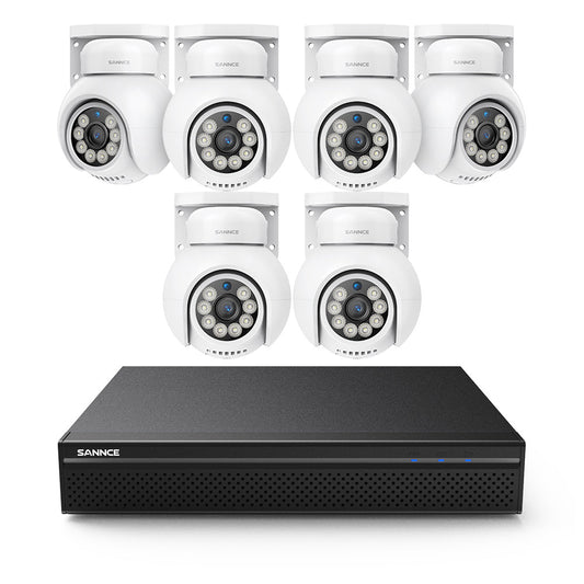4K 8-Kanal PTZ POE Überwachungskamera Set, Nachtsicht in Farbe, Intelligente Personen-/Fahrzeugerkennung, 2-Wege-Audio, Onvif Unterstützt, IP66 Wasserdicht (6x8MP PTZ POE Kamera und 8MP 8CH NVR)