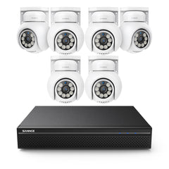4K 8-Kanal PTZ POE Überwachungskamera Set, Nachtsicht in Farbe, Intelligente Personen-/Fahrzeugerkennung, 2-Wege-Audio, Onvif Unterstützt, IP66 Wasserdicht (6x8MP PTZ POE Kamera und 8MP 8CH NVR)