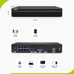 4K 8-Kanal POE Überwachungskamera Set, Intelligente Personen-/Fahrzeugerkennung, Sofortige Alarmierung, 2-Wege-Audio, Fernzugriff, Onvif Unterstützt, IP66 Wasserdicht (2x8MP POE Kamera und 8MP 8CH NVR)