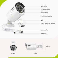 5MP 8 Kanal POE Überwachungskamera Set,  Plug und Play, Personenerkennung, Audioaufnahme, E-Mail/Push Benachrichtigung, IP66 Wasserdicht (4x5MP POE Kamera und 8MP 8CH NVR)