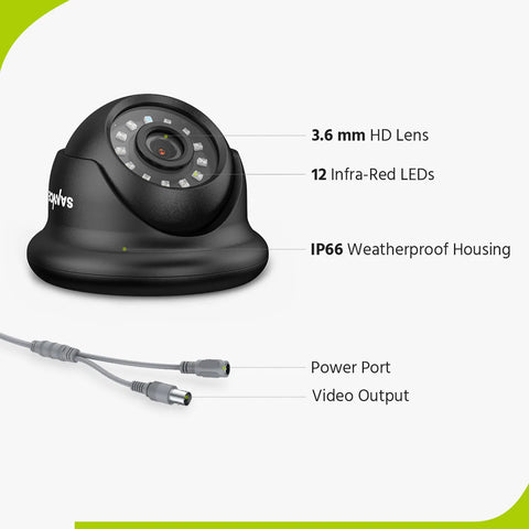 1080p 4CH Überwachungskamera Set, 4 Stück 2MP Dome Kamera für Außen, 10.1’’ Farbiger LCD-Monitor, Intelligente Bewegungserkennung, IP66 Wasserdicht, Schwarz