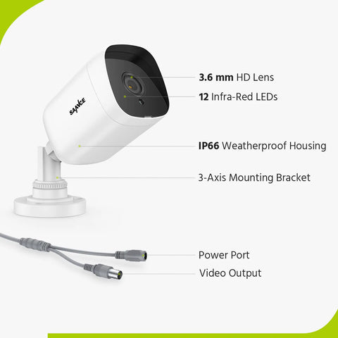 1080p 4CH Überwachungskamera Set, 4 Stück 2MP Bullet Kamera für Außen, 10.1’’ Farbiger LCD-Monitor, IP66 Wasserdicht, Weiß