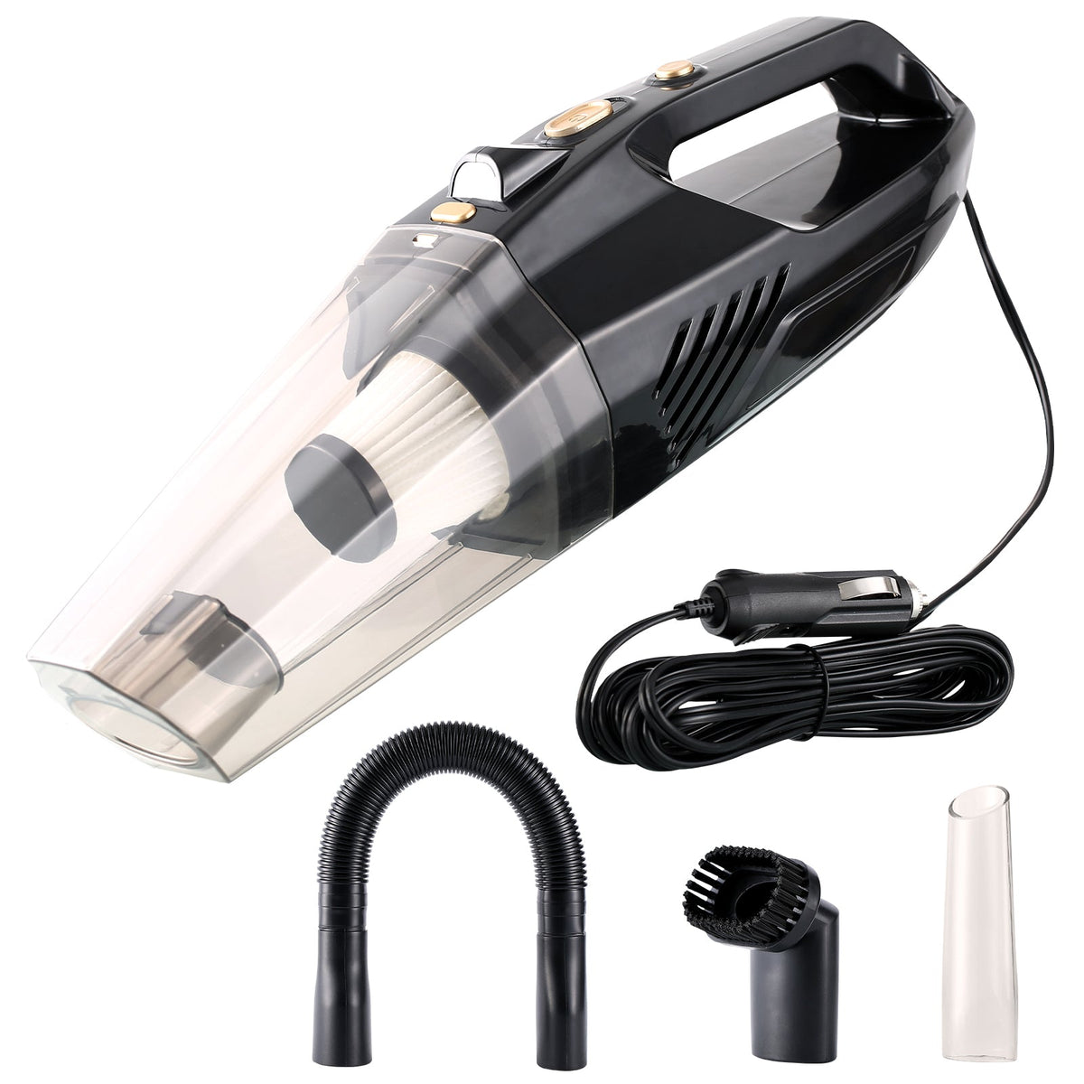 Autostaubsauger mit LED-Licht – Handstaubsauger zur Auto-Reinigung – 8000Pa 110W 12V – Adapter zum Anschluss an den Zigarettenanzünder –4 m Kabel