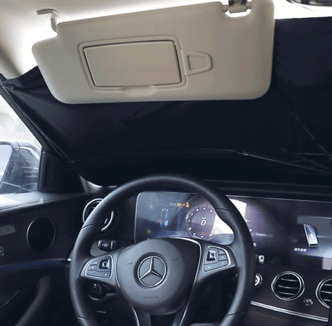 Car Windshield Sunshade, Foldable Umbrella Reflective Sunshade for Vehicle Front Window Blocks UV Rays Heat Keep Your Car Cool and Comfortable
