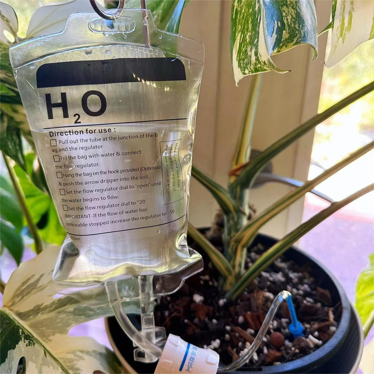 Automatisches Bewässerungsgerät für Zimmerpflanzen, Tropfbewässerungsbeutel mit einstellbarem Durchfluss, Pflanzenlebensunterstützung, Garten Geschenke